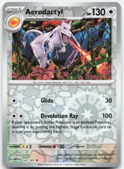 Aerodactyl 142/165 Rare 151 Pokemon Reverse Holo Near Mint - Image 1