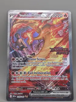 Team Rocket's Moltres ex 229/182 Holo UPC Promo Destined Rivals Stamp English NM - Image 1