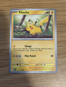 Pikachu 025/165 Scarlet & Violet 151 Error (Printer Hickey) Pokemon Red Ink - Image 1