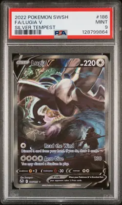 2022 POKEMON SWORD & SHIELD SILVER TEMPEST #186 FULL ART/LUGIA V PSA 9 - Image 1