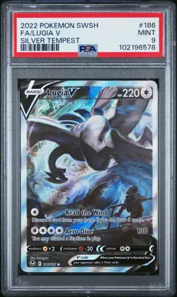 2022 POKEMON SWORD & SHIELD SILVER TEMPEST #186 FULL ART/LUGIA V PSA 9 - Image 1