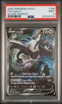 2022 POKEMON SWORD & SHIELD SILVER TEMPEST #186 FULL ART/LUGIA V PSA 9 - Image 1