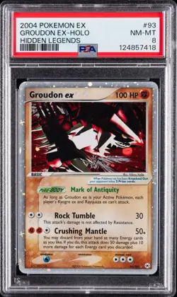 2004 POKEMON EX HIDDEN LEGENDS #93 GROUDON EX-HOLO PSA 8 - Image 1