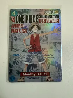 One Piece Monkey D. Luffy US Voyage College Basketball Promo Card - Image 1