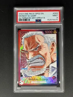 One Piece OP02-002 Monkey D. Garp Alt Alt Leader English PSA 9 - Image 1