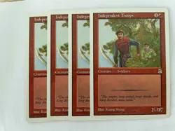 MTG 4X PORTAL THREE KINGDOMS INDEPENDENT TROOPS NM/M P3K COMMON RED CREATURE - Image 1