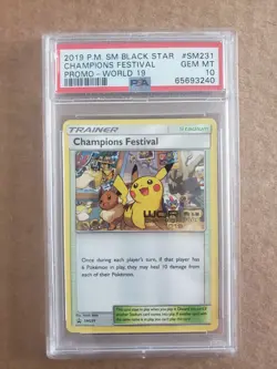 PSA 10 Pikachu English World Champions Festival 2019 SM231 2019 Pokemon - Image 1