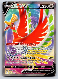 Ho-Oh V 187/195 Ultra Rare Silver Tempest Pokemon Near Mint - Image 1