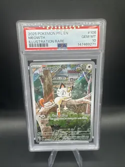 Meowth #106 Illustration Rare 2025 Phantasmal Flames Pokemon PSA 10 - Image 1