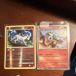Pokemon TCG Ponyta 60/111 & Entei 1/111 Reverse Holo Rising Rivals 2009 - Image 2