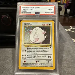 Vintage (2000) PSA 6 EX-MT Chansey 003/130 Base Set 2 Holo Pokemon TCG - Image 1