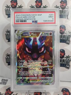 POKEMON 2023 CROWN ZENITH LUCARIO VSTAR FULL ART ETB PROMO 291 PSA 9 - Image 1