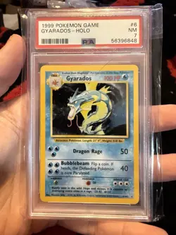 1999 POKEMON BASE SET UNLIMITED #6 GYARADOS-HOLO PSA 7 - Image 1