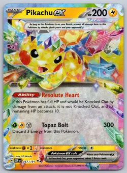 Pikachu ex 057/191 Double Rare Surging Sparks Pokemon Near Mint - Image 1