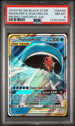 2019 POKEMON SM BLACK STAR PROMO MAGIKARP & WAILORD GX #SM166 PSA 8 NM 133623640 - Image 1