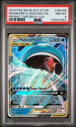 2019 POKEMON SM BLACK STAR PROMO MAGIKARP & WAILORD GX #SM166 PSA 8 NM 133623662 - Image 1