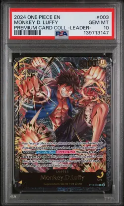 2024 ONE PIECE PREM CARD COLL -LEADER COLL- #003 MONKEY D. LUFFY PSA 10 - Image 1
