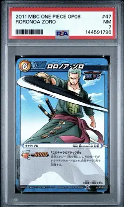PSA 7 2011 MIRACLE BATTLE CARDDASS ONE PIECE OP08 RORONOA ZORO 47 - Image 1