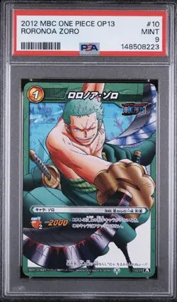 PSA 9 2012 MIRACLE BATTLE CARDDASS ONE PIECE OP13 10 RORONOA ZORO - Image 1