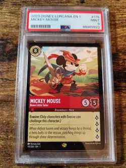 Disney Lorcana First Chapter Mickey Mouse Brave Little Tailor PSA 9 Mint #115 - Image 1