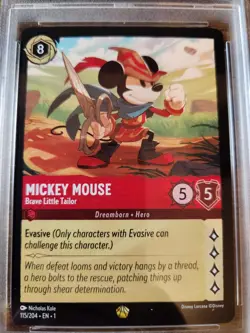 Disney Lorcana First Chapter Mickey Mouse Brave Little Tailor PSA 9 Mint #115 - Image 2