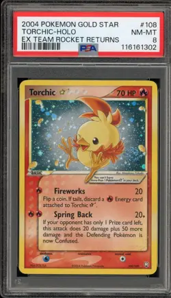 Pokemon Torchic Gold Star EX Team Rocket Returns Holo Ultra Rare #108 PSA 8 - Image 1
