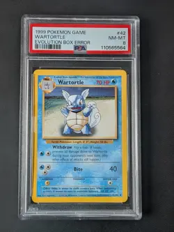 Pokemon 1999 PSA 8 NM-MT Base Set Wartortle Evolution Box ERROR - Image 1