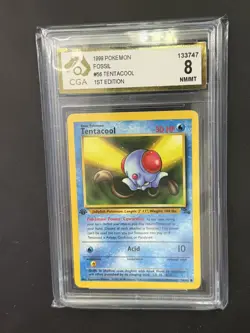 Pokemon TCG Tentacool Fossil 56 Regular Unlimited Common 1st edition CGA 8 - Image 1