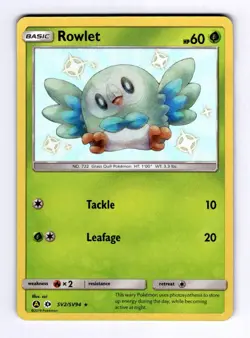 Rowlet Hidden Fates: Shiny Vault #SV2 (2017) Holo NM Pokemon - Image 1