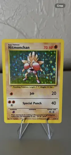 Pokemon TCG Hitmonchan Base Set 7/102 Holo 1999-2000 Wizards Base Set Copyright - Image 1