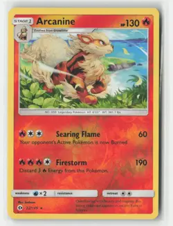 Arcanine 22/149 Holo Holo Rare SM Base Set Pokemon Reverse Holo Near Mint - Image 1