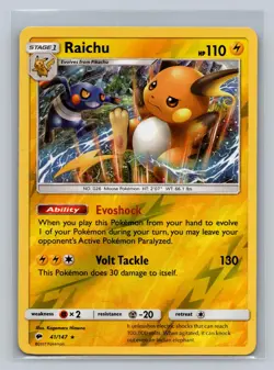 Raichu 41/147 Rare Burning Shadows Pokemon Reverse Holo Near Mint - Image 1