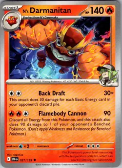 N's Darmanitan Journey Together 027/159 Uncommon Pokemon Near Mint - Image 1