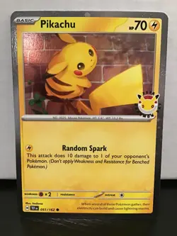 Pikachu 051/162 Pokemon Day Promo Cosmos Holo Pokemon Temporal Forces Fart Swirl - Image 1
