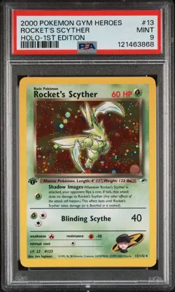 Pokemon Gym Heroes Rocket's Scyther Holo 1st Edition #13 PSA 9 - Image 1