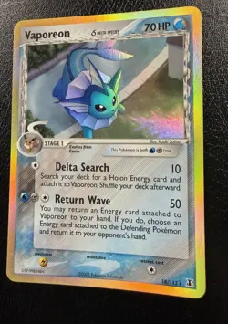 Pokemon TCG Vaporeon 18/113 Delta Species Holo Rare MP - Image 4