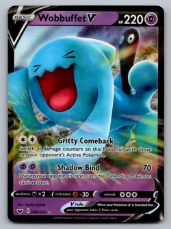 Pokemon TCG SWSH01: Sword & Shield Base Set Wobbuffet V 086/202 - Image 1