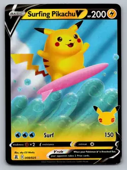 Pokemon TCG Celebrations Surfing Pikachu V 008/025 - Image 1