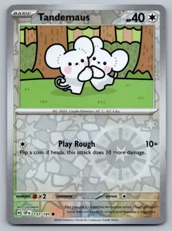 Pokemon TCG SV08: Surging Sparks Tandemaus 157/191 Reverse Holo - Image 1