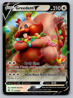 Pokemon TCG SWSH08: Fusion Strike Greedent V 217/264 - Image 1