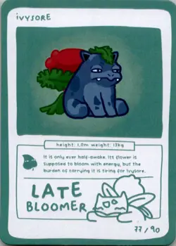 Pokedoodles No Scalp Series - Ivysore (Ivysaur) 77/90 - Set 1 Pokemon Fan Art - Image 1