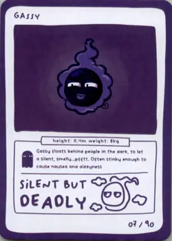 Pokedoodles No Scalp Series - Gassy (Gastly) 07/90 - Set 1 Pokemon Fan Art - Image 1