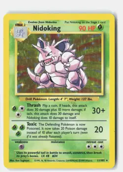 Nidoking 11/102 HOLO Holo Rare Base Set Unlimited Pokemon Holo MP Ken Sugimori - Image 1