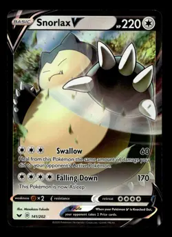 Snorlax V 141/202 SWSH01: Sword & Shield Base Set Holo Ultra Rare Pokemon TCG - Image 1