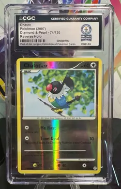 Pokemon TCG Chatot (2007) Guinness World Record 1/1 Slab - Image 1