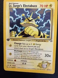Pokemon lp-mp Lt. Surge's Electabuzz Holo Rare 006/132 Gym Heroes 1st Ed - Image 1