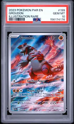 2023 POKEMON PAR EN-PARADOX RIFT ILLUSTRATION RARE #199 GROUDON PSA 10 - Image 1