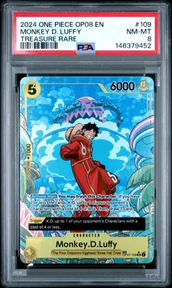 2024 ONE PIECE OP08-TWO LEGENDS TREASURE RARE #109 MONKEY D. LUFFY PSA 8 - Image 1