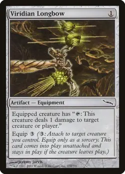 Viridian Longbow NM/M Mirrodin Artifact Equipment Mtg Magic English Regular - Image 1
