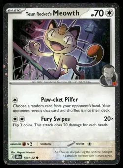 Team Rocket's Meowth (Cosmos Holo) 149/182 Holo Miscellaneous Cards & Products - Image 1